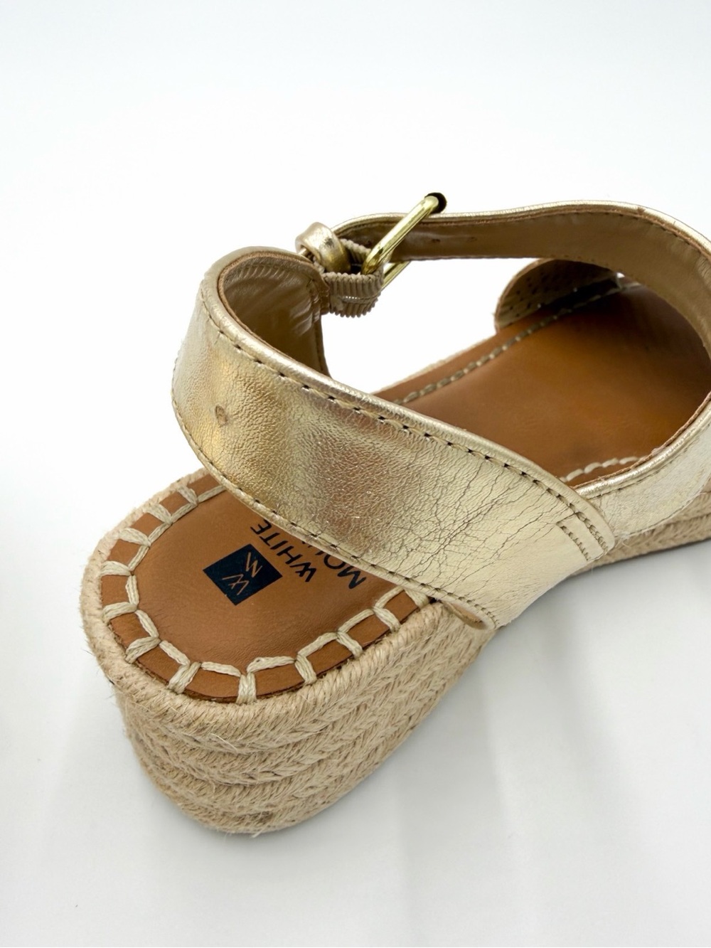 Women’s White Mountain Metallic Gold Espadrille Platform Sandals Size 7.5 - Picture 7 of 13